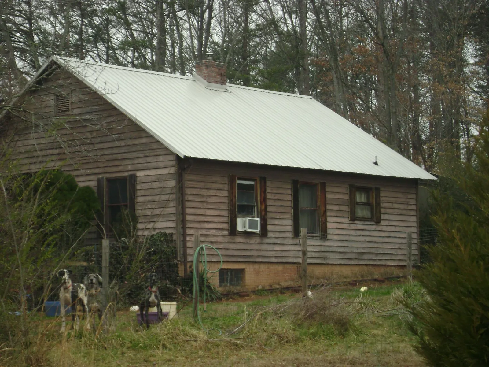 White metal roof on an old wood sided farmhouse, from a Metal Roof Installation job in Delevan